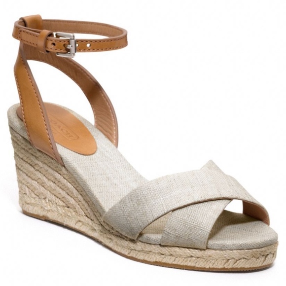 Coach Shoes - Coach Henley Linen Wedge Sandals